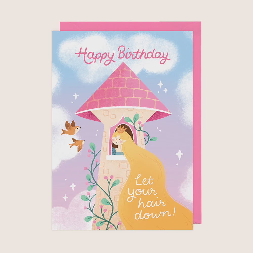 Let Your Hair Down Princess Birthday Card