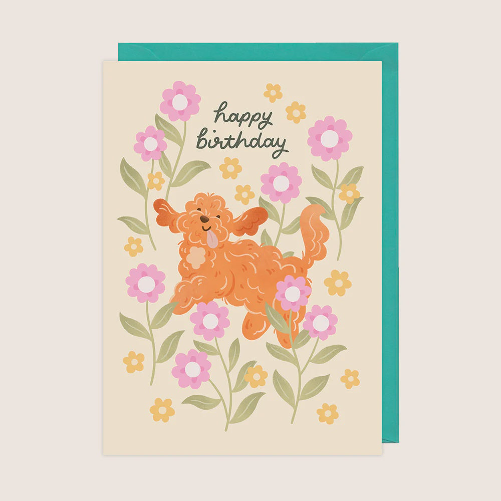 Cockapoo Flowers Birthday Card