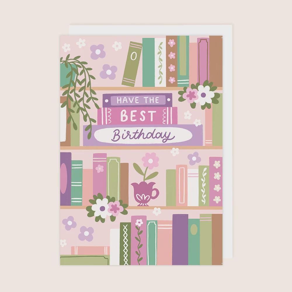 Floral Bookcase Birthday Card