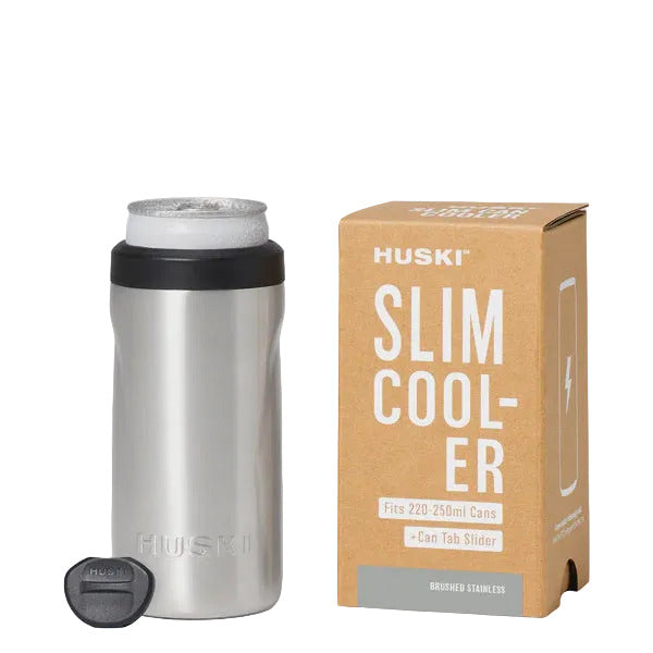 Huski Slim Can Cooler - Brushed Stainless Steel