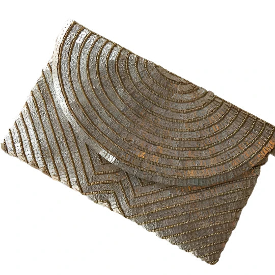 Cleo Gold Beaded Clutch Purse