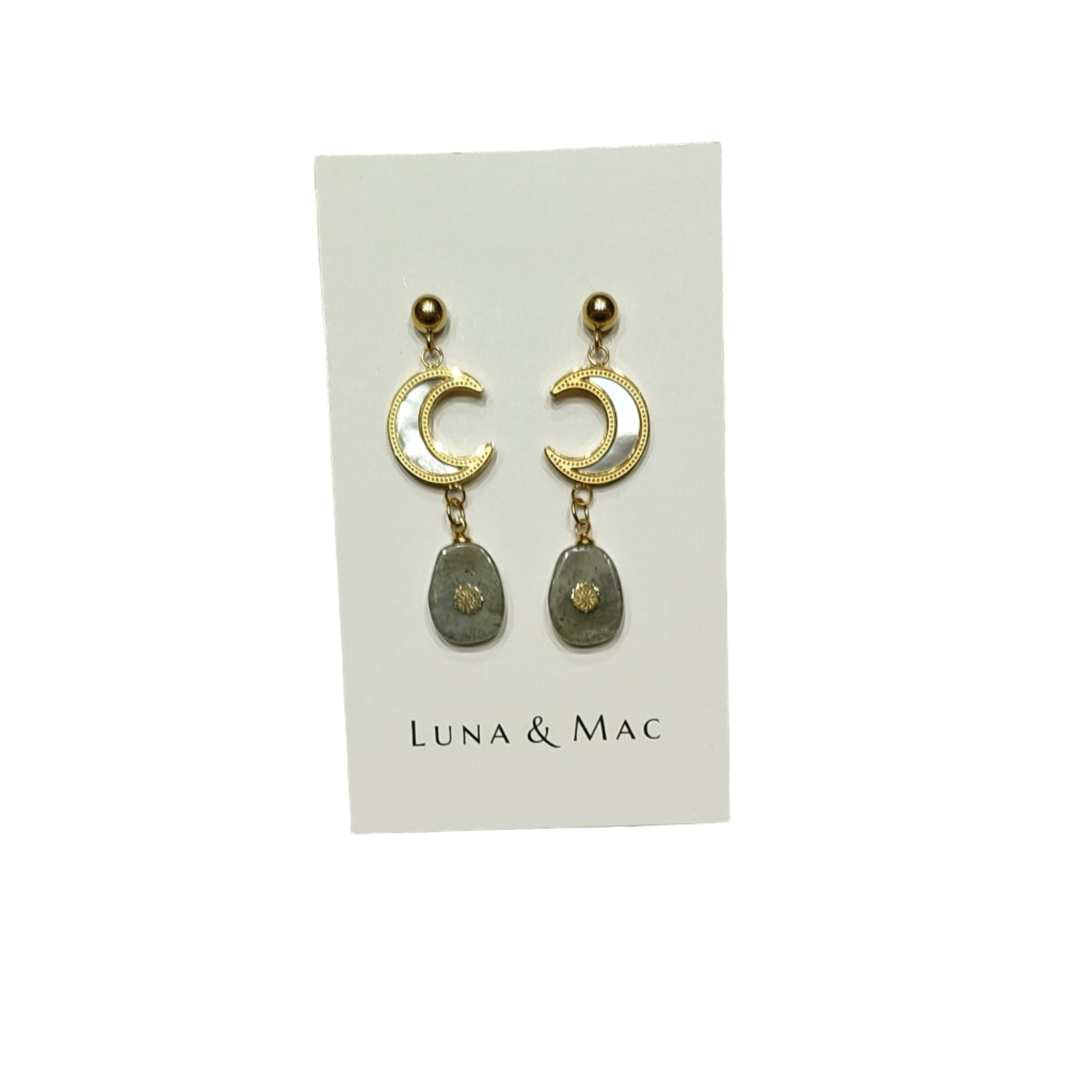 Moon & Mop Stone Gold Ball Stud Earrings