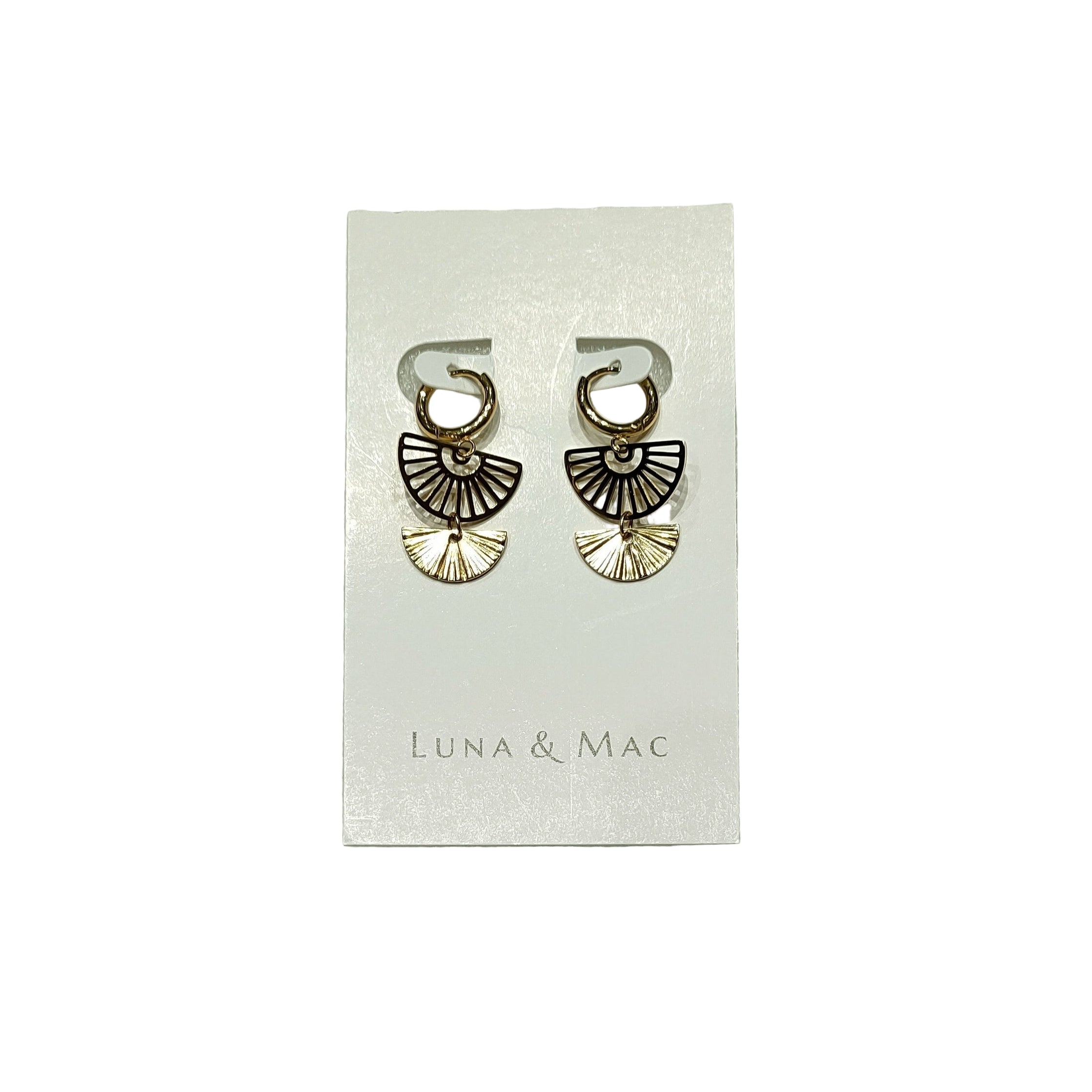 Deco Fan Gold Huggie Earrings
