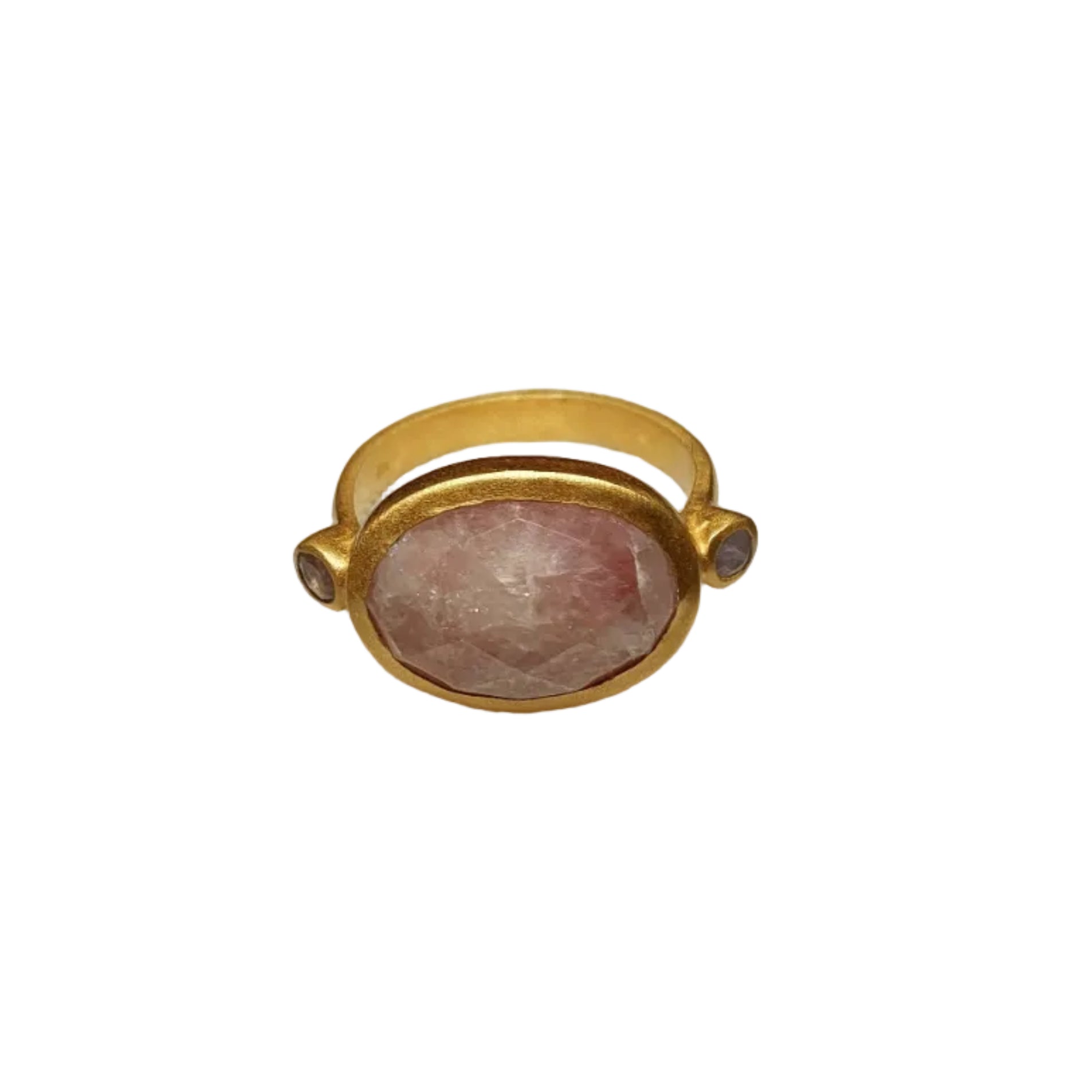 Banjara Gold Plate Ring With Simulated Pink Sapphire