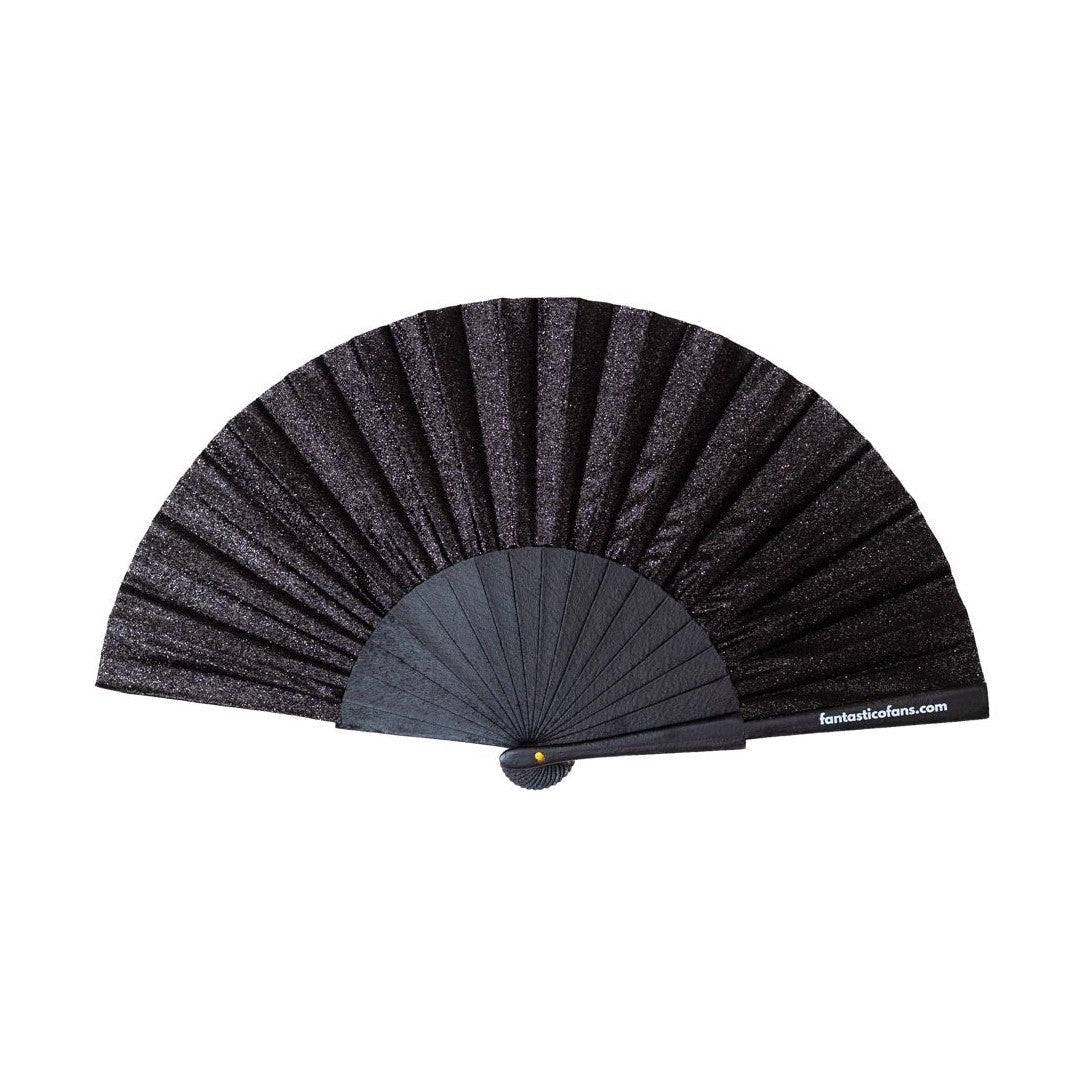 Hand Fan - Black Glitter