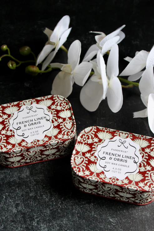 Cherie Printed Tin Candle - French Linen & Orris