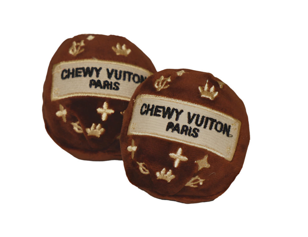 Squeaker Toy - Chewy Vuiton Ball, Brown