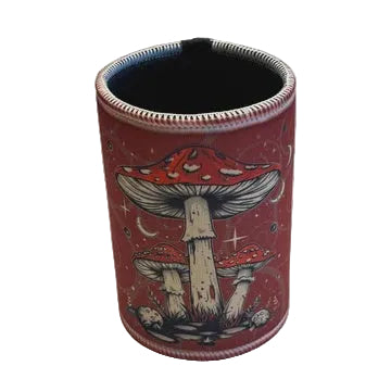 Printed Stubby Cooler - Magic Mushrooms Red
