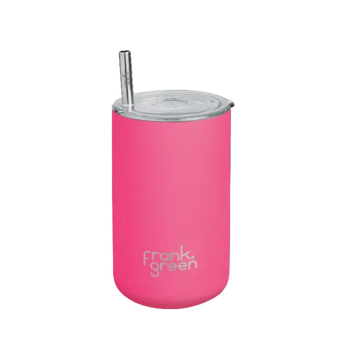 425ml Iced Coffee Cup + Straw - Neon Pink