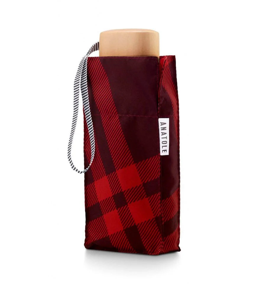 Micro Umbrella - Islington Burgundy & Red Tweed