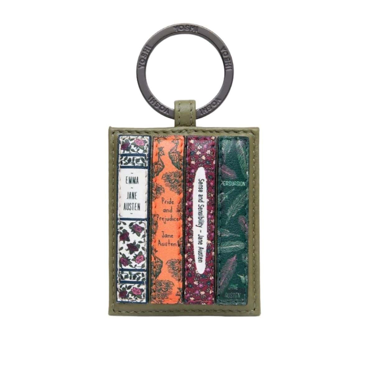 Leather Keyring - Austen Bookworm Olive