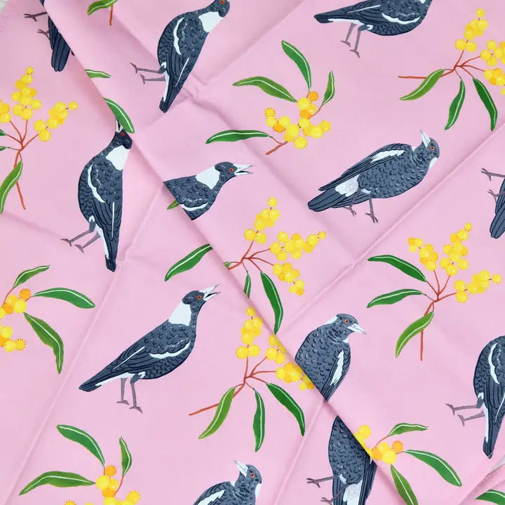 Australian Tea Towel - Magpie Wattle