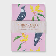 Australian Tea Towel - Magpie Wattle