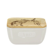 Butter Dish - Kissing Hares (White)