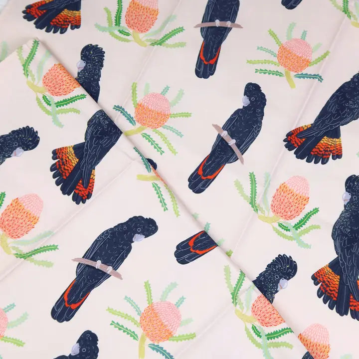 Australian Tea Towel - Black Cockatoo Banksia