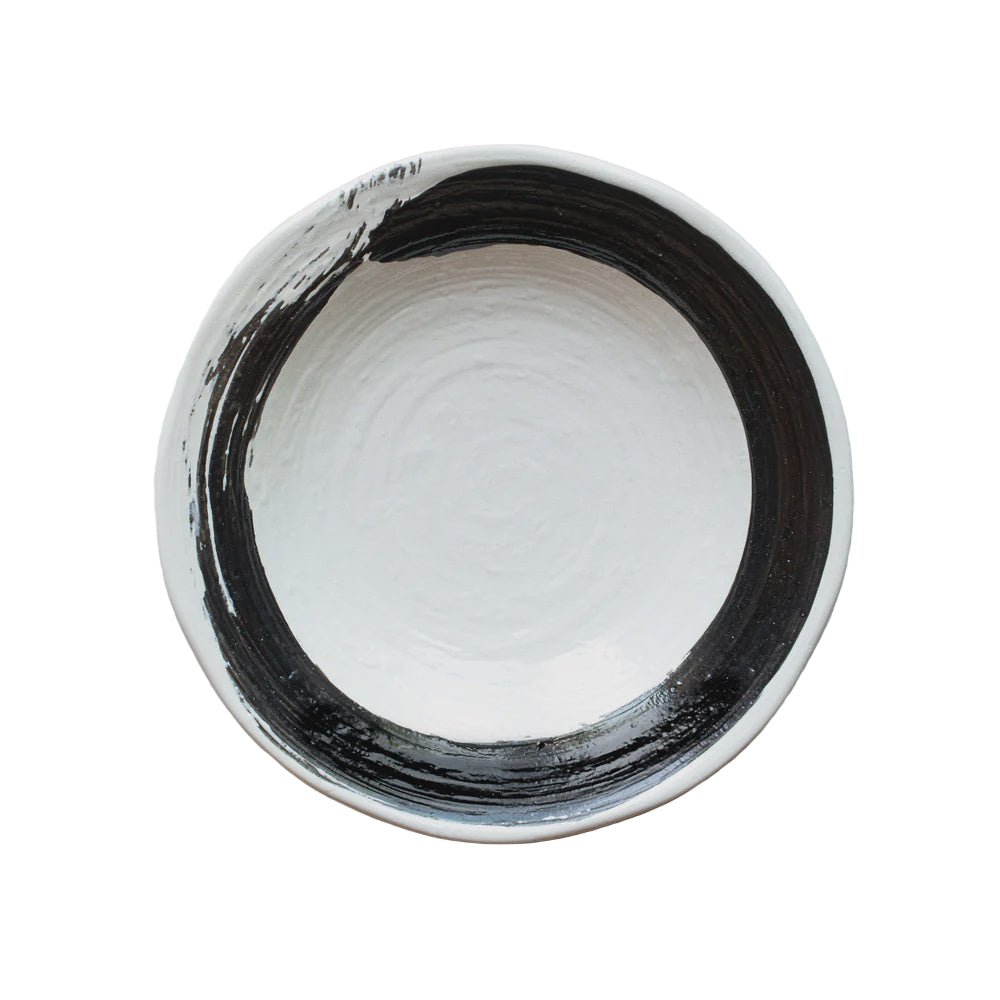 Serving Dish - White with Black Brush Stroke