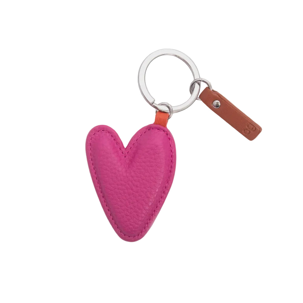 CG Vegan Leather Keyring - Fuchsia Pink Heart