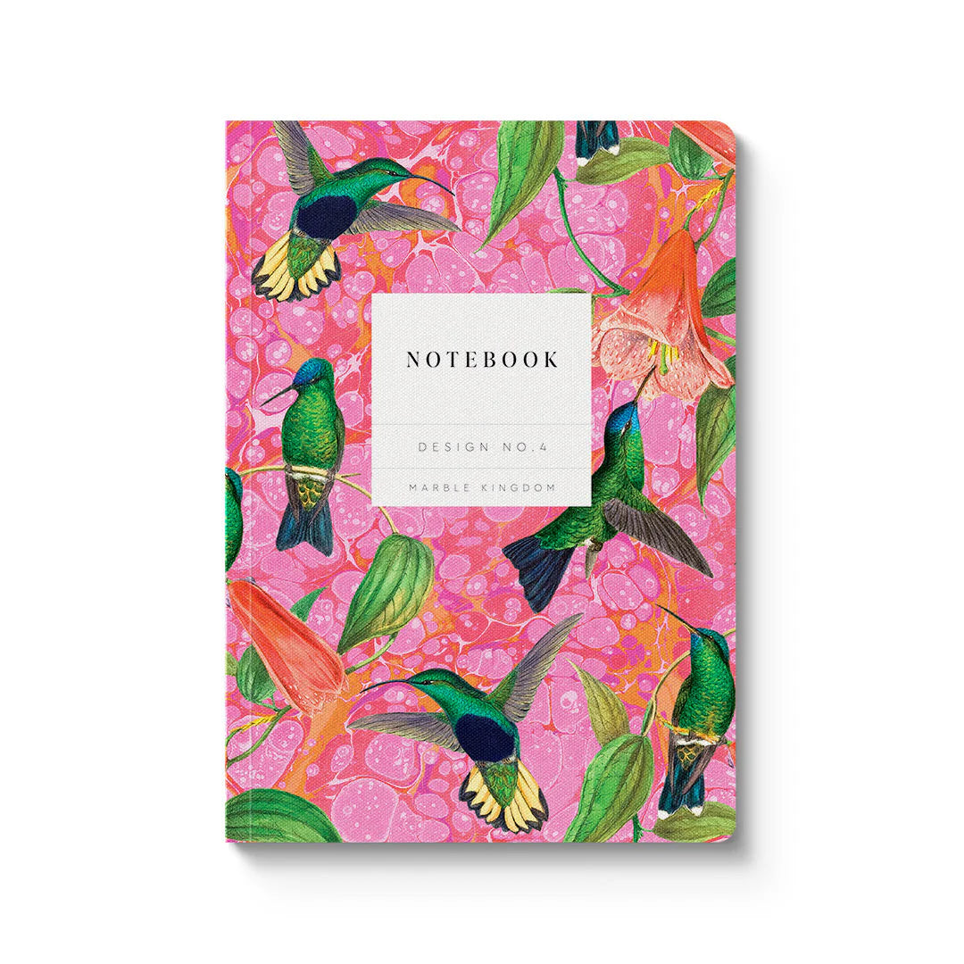 A5 Soft Cover Notebook - Marble Hummingbirds
