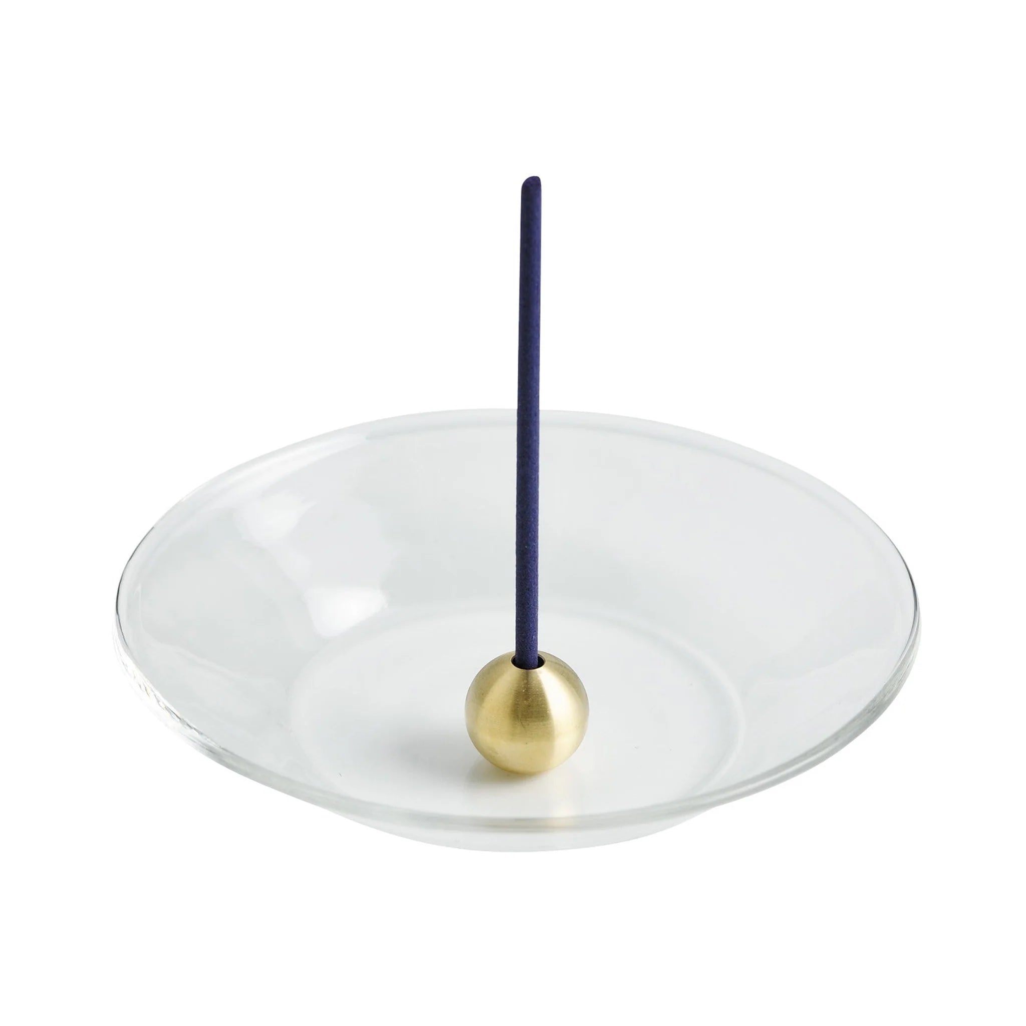 Brass Incense Holder with Glass Plate - Ball