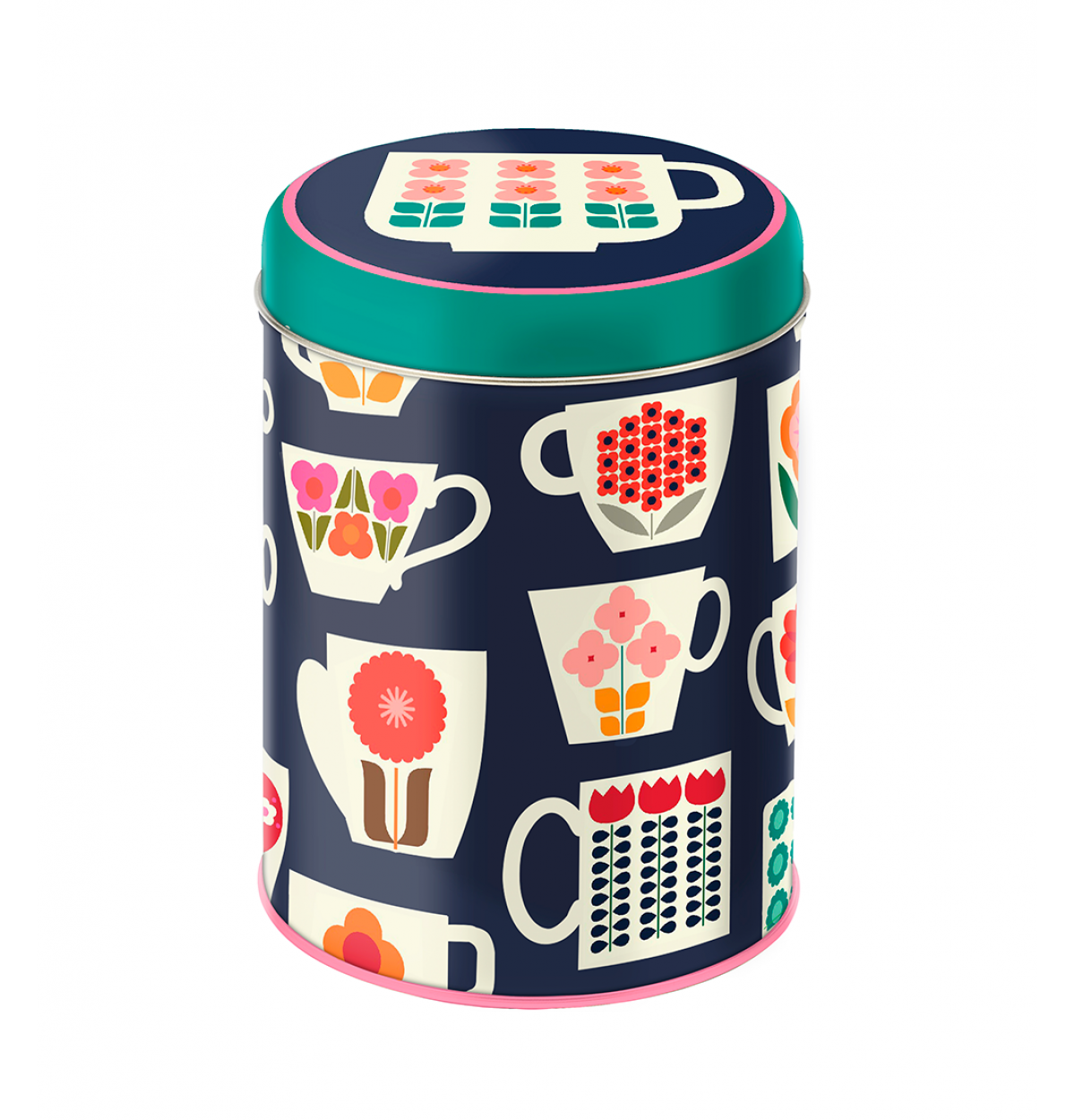 Kate Rhees Tea Cup Round Canister Tin