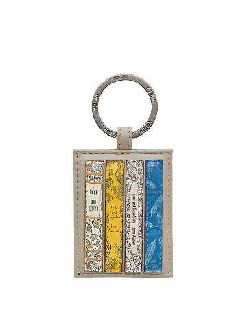 Leather Keyring - library - Jane Austen - Warm Grey