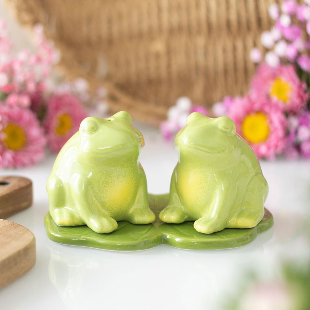 Luna Frog Ceramic Salt & Pepper Shakers