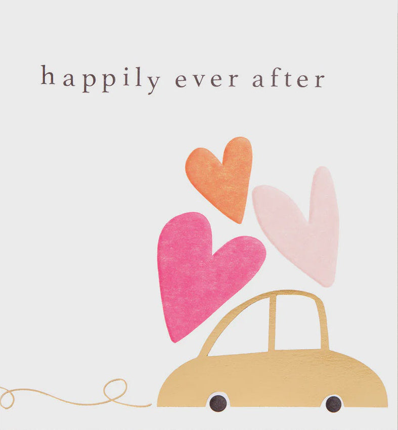 Happily Ever After Car & Hearts Card