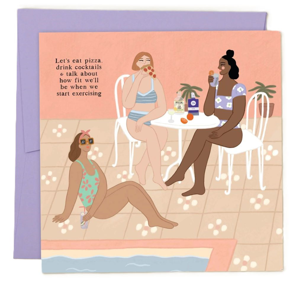 Let's Eat Pizza And Drink Cocktails Card