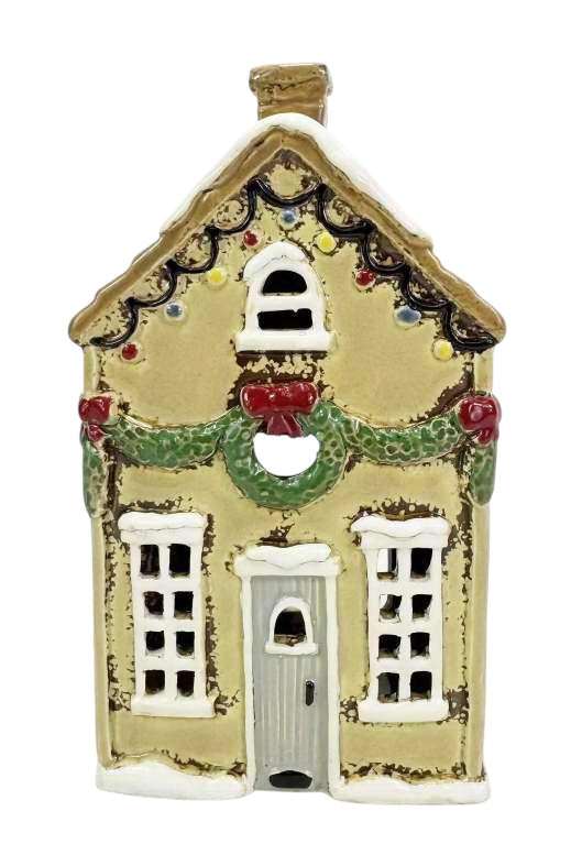 Tealight Holder - Christmas Yellow House