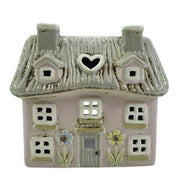 Tealight Holder - Pink Thatched Cottage
