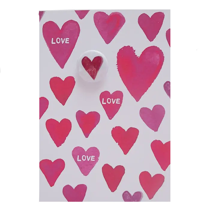 Greeting Card with Badge - Love Hearts