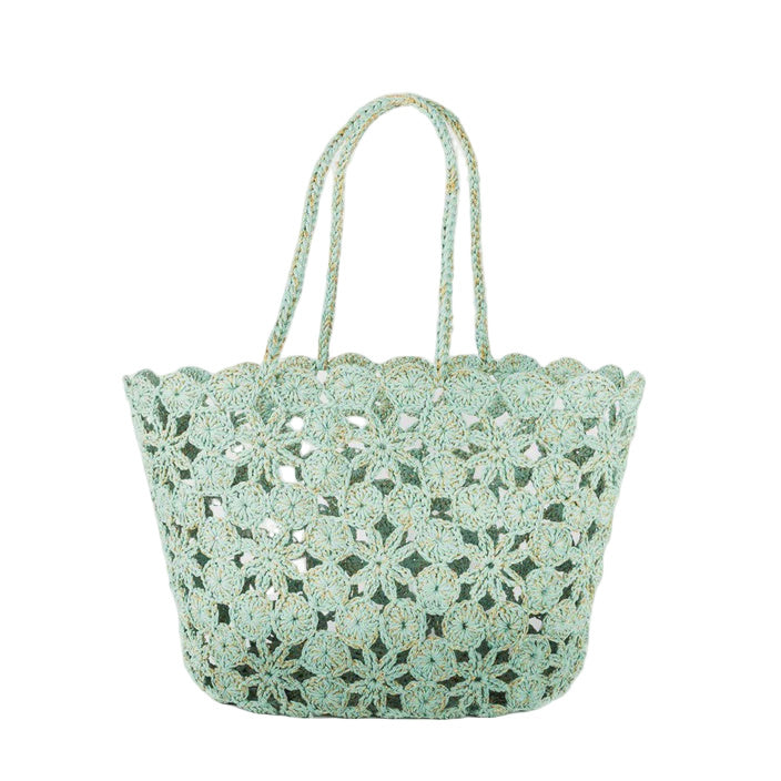 Boheme Crochet Basket - JANE Lagoon & Gold