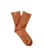 Glitter Lurex Socks - Terracotta