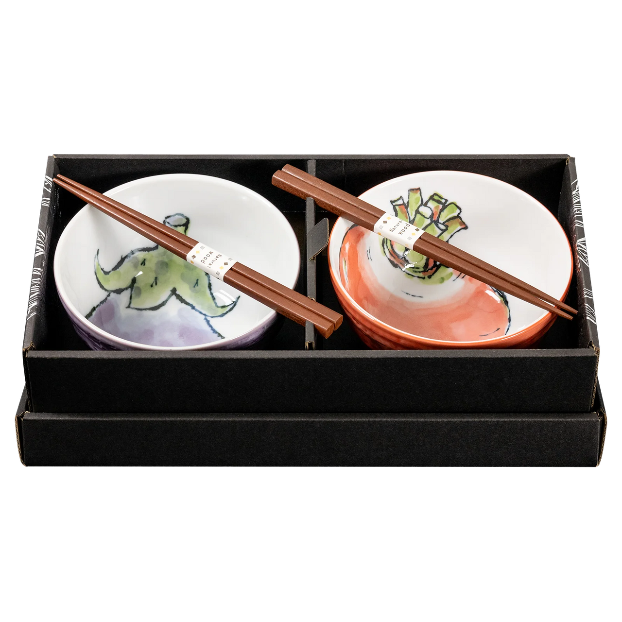 Etegami Veggie Set of 2 Bowls - Nasu & Akakabu