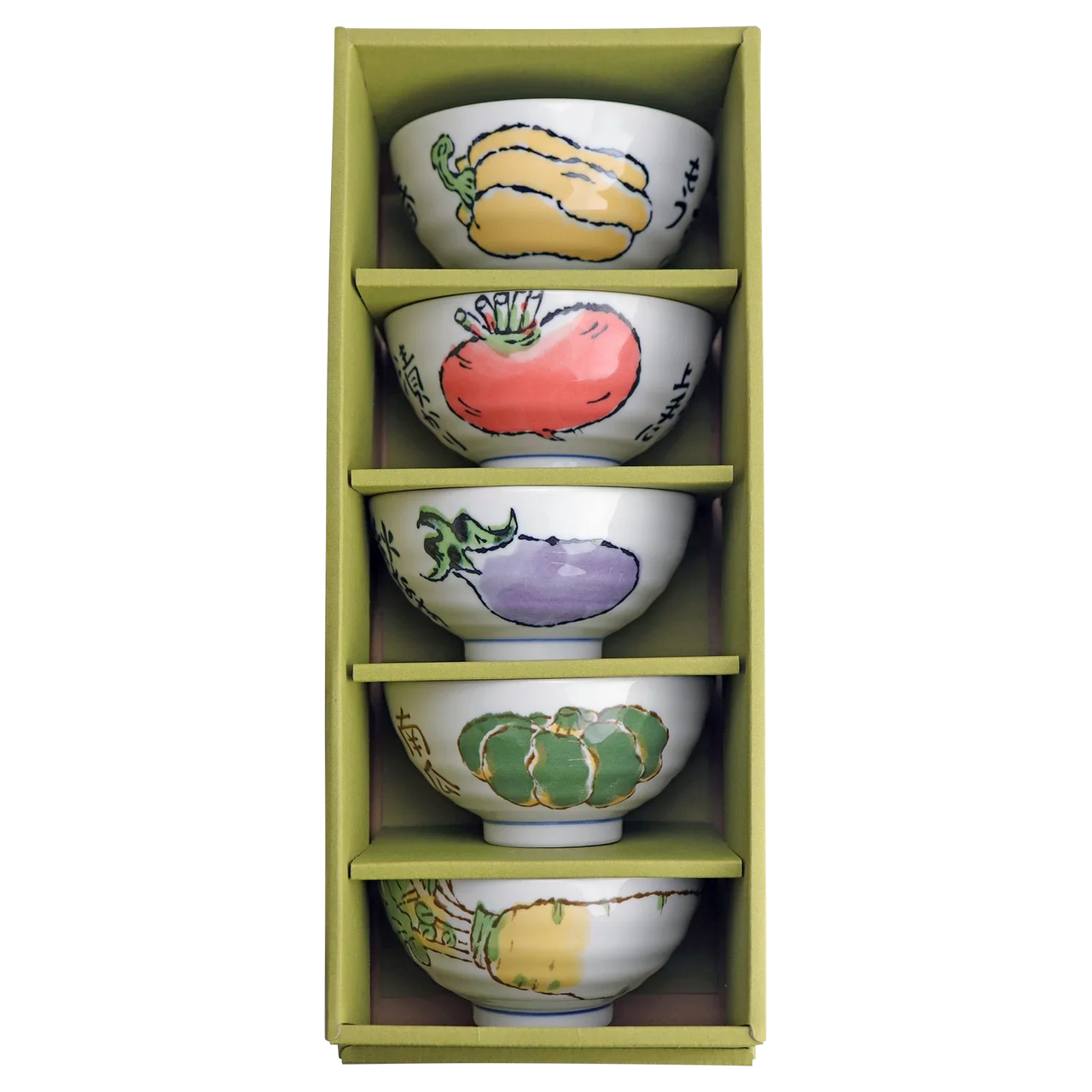 Etegami Veggie Set of 5 Bowls