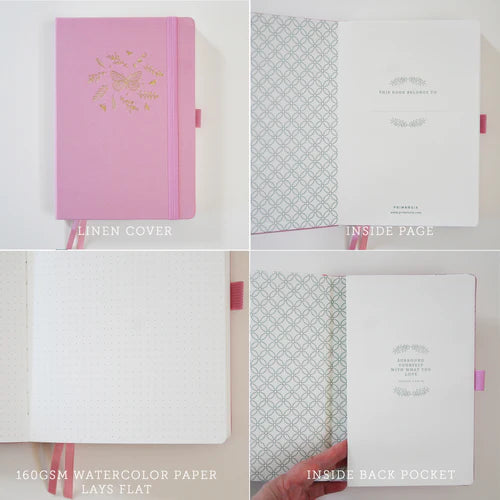 Dot Grid Notebook - Butterfly Blushing Pink