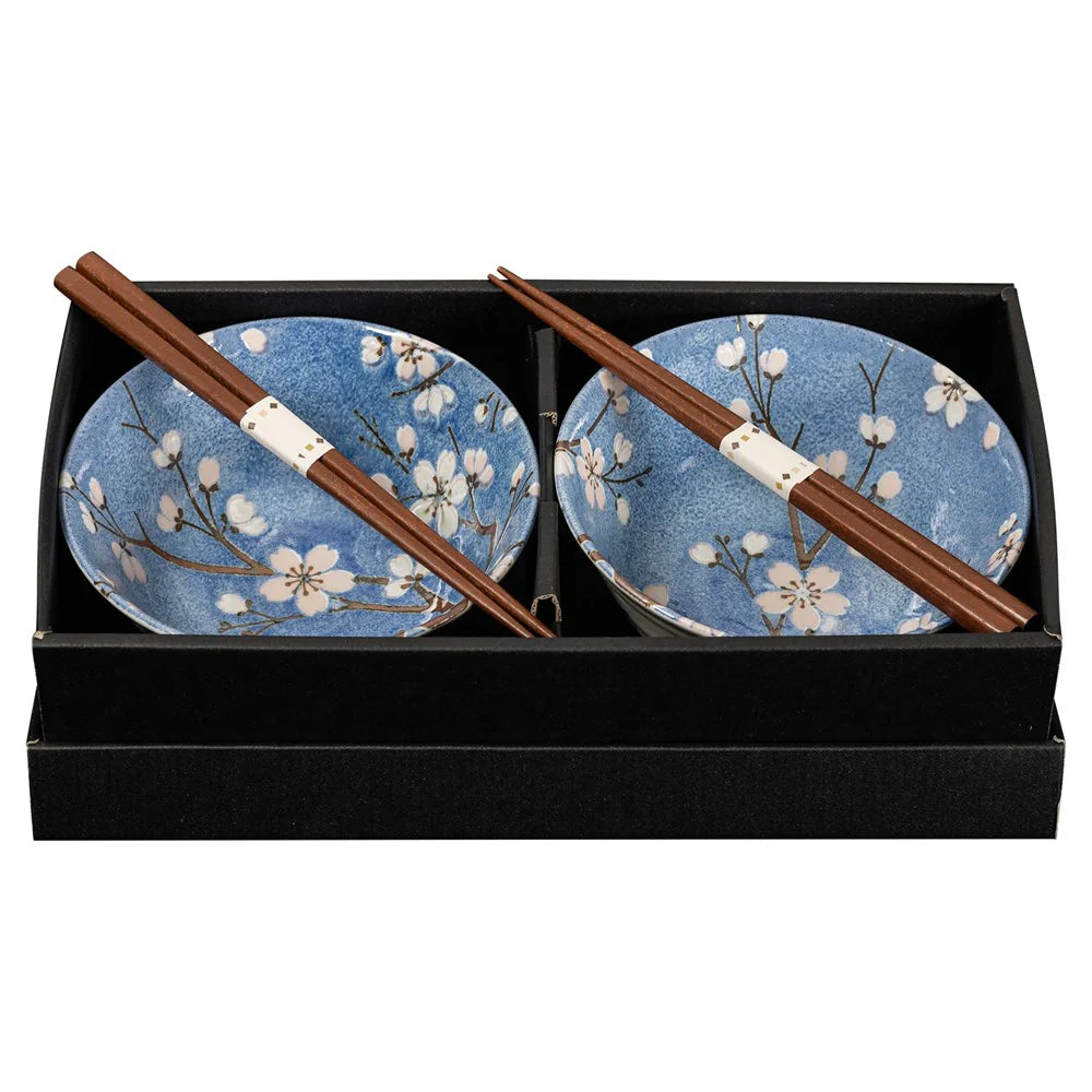 Fujisakura Set of 2 Bowls with Chopsticks