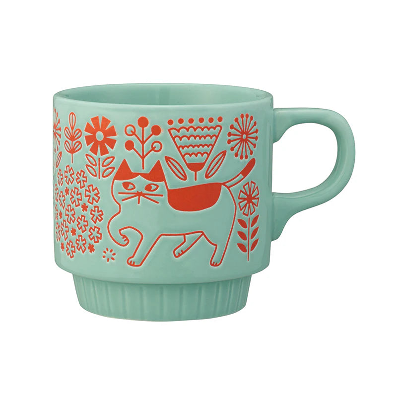 Stackable Walking Cat Mug - Flower Garden