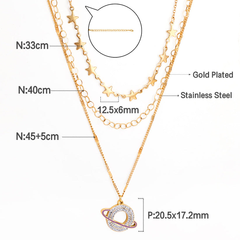 Planet Galazy 3 Layer Necklace