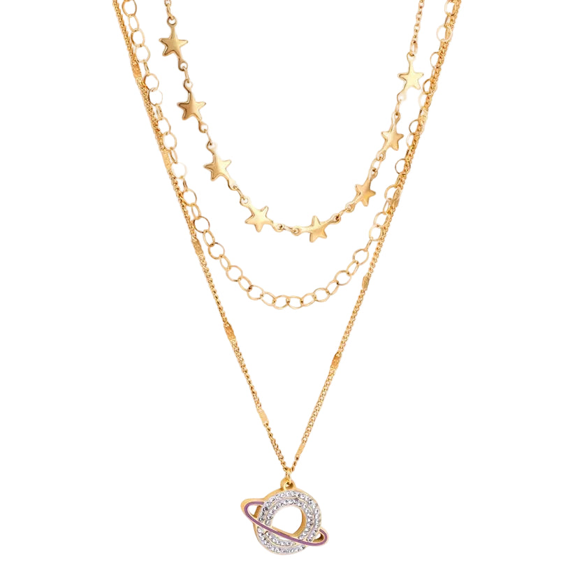 Planet Galazy 3 Layer Necklace