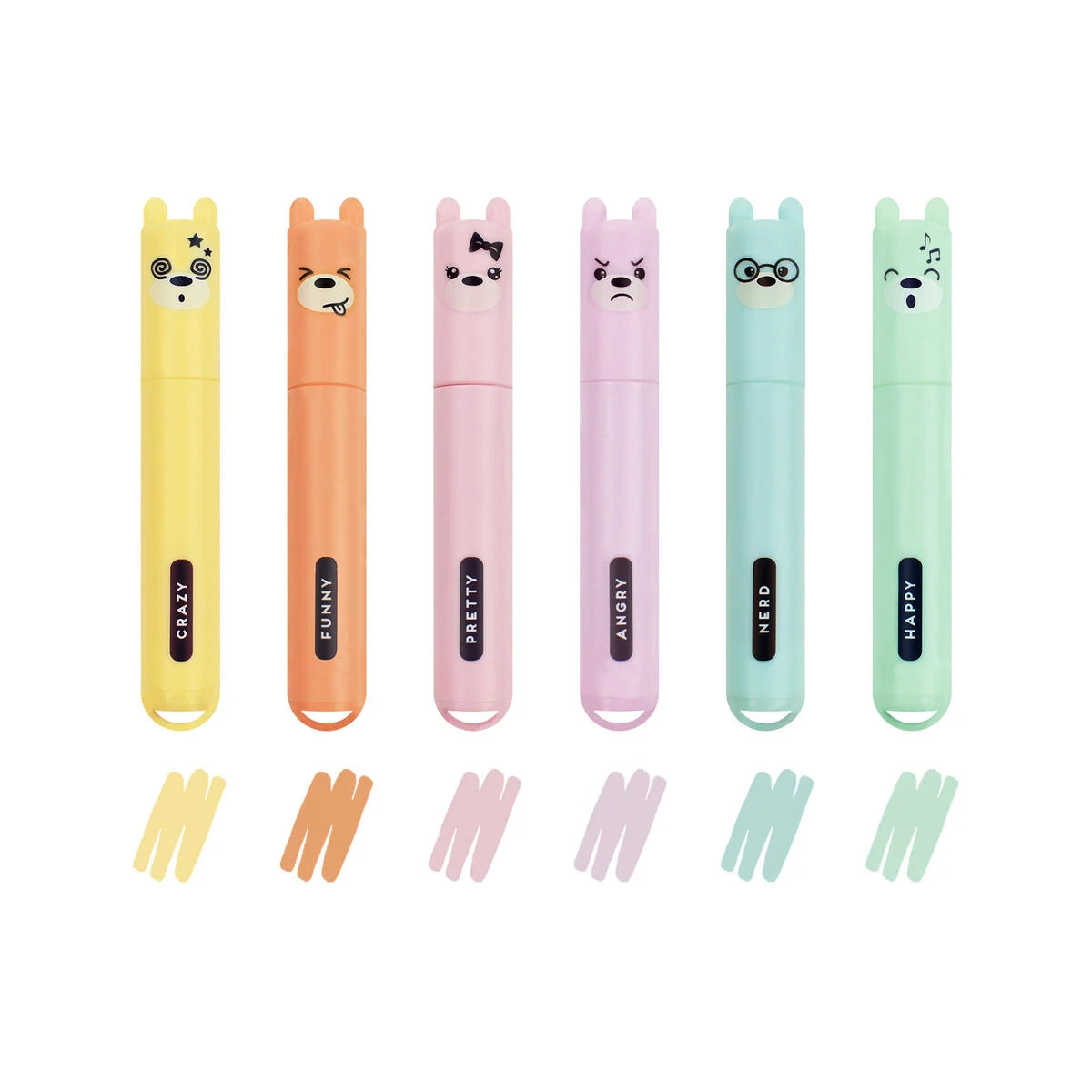 Mini Highlighters Set of 6 - Teddy's Style
