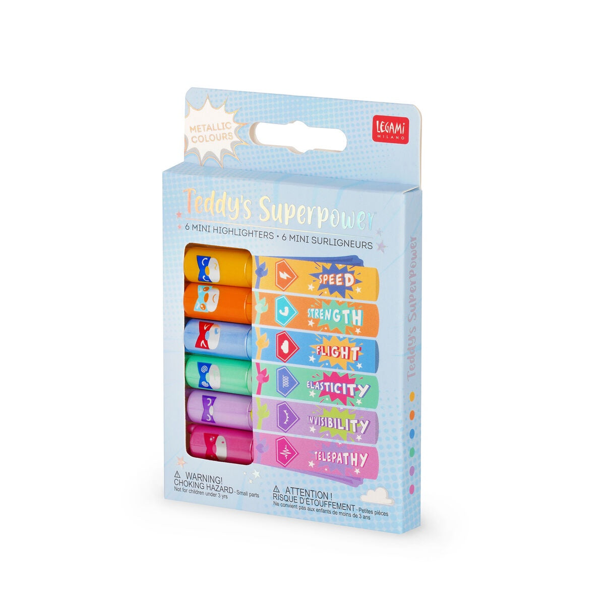Mini Highlighters Set of 6 - Teddy's Superpower