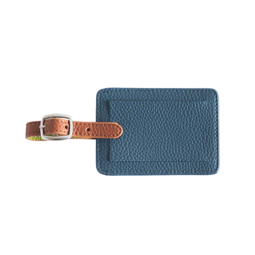 Vegan Leather Luggage Tag - Navy