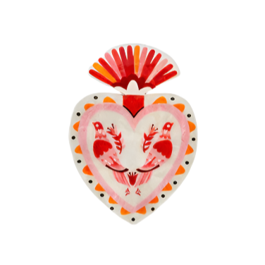 Capiz Shell Art Tile - Pajaro Heart -  Pink
