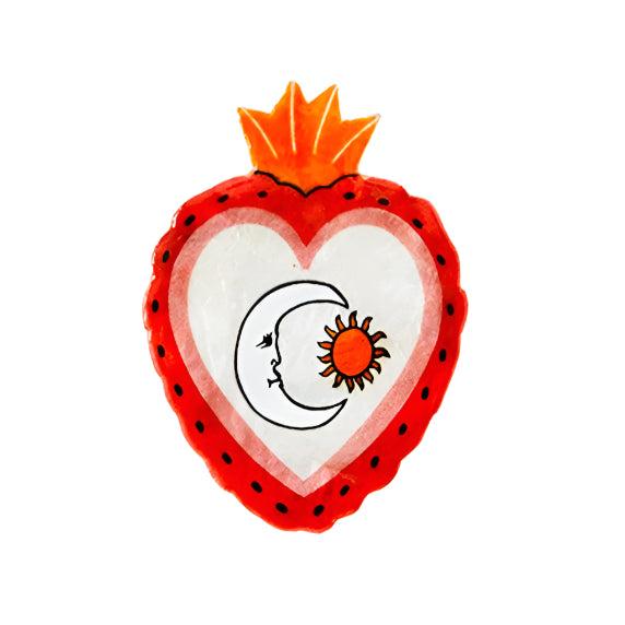 Capiz Shell Art Tile - Fuego Moon - Red