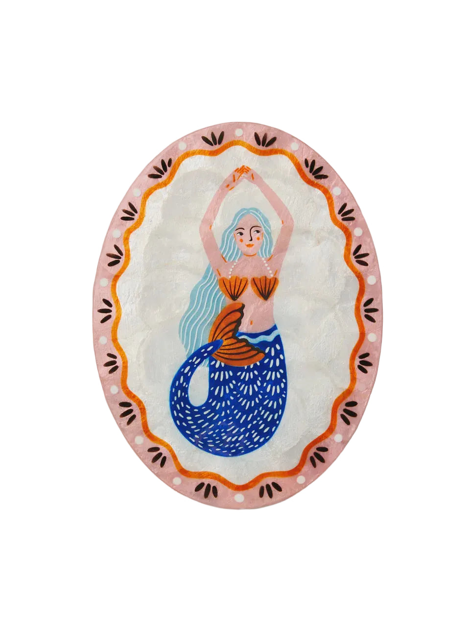 Capiz Shell Art Tile - Mermaid - Pearl Fan