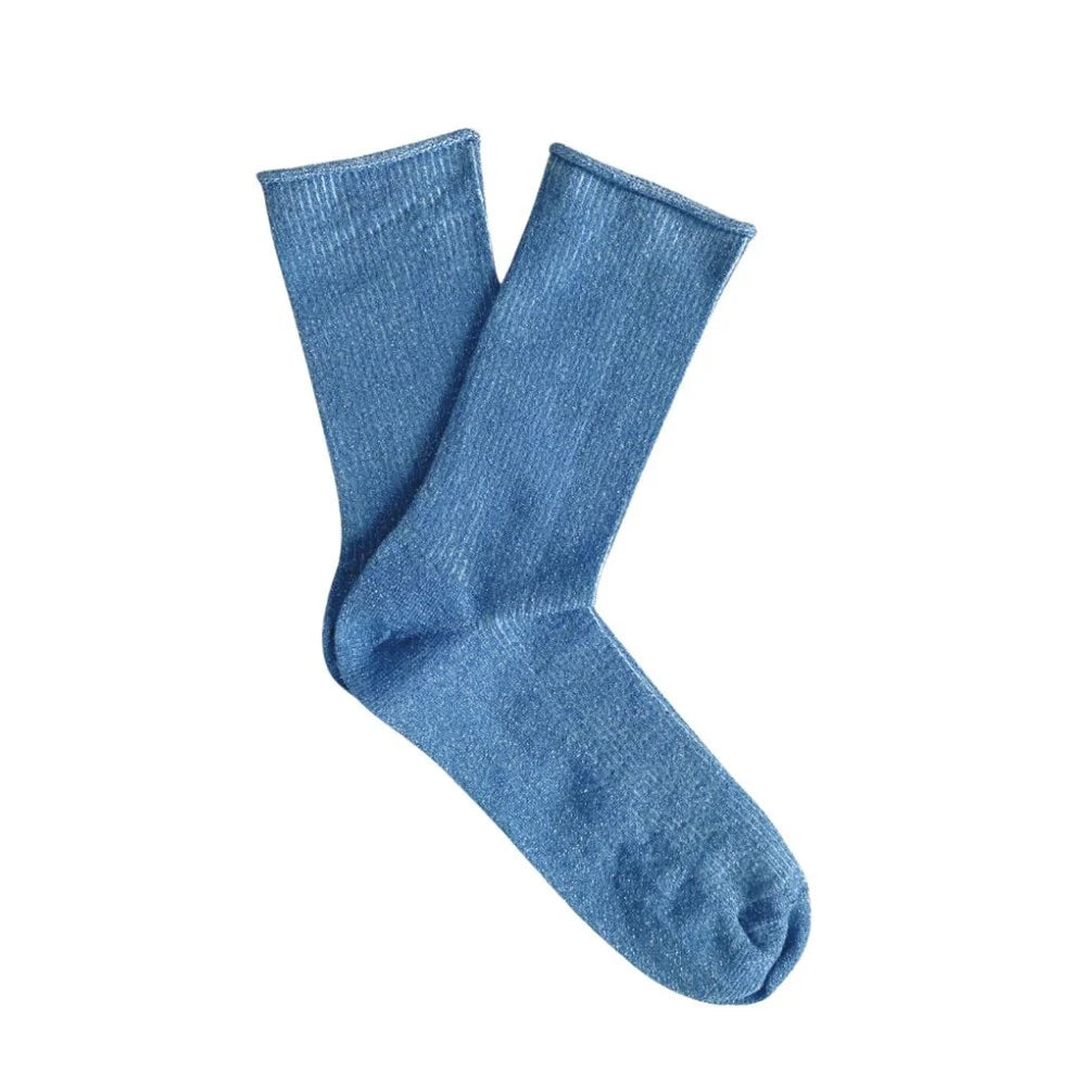 Glitter Lurex Socks - Mineral Blue