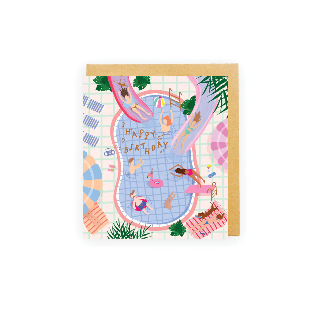 Mini Card - Happy Birthday Pool Party