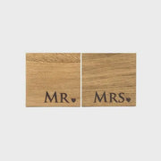 Mr & Mrs Oak Coasters (Set of Two)