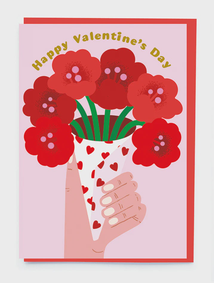 Happy Valentin'e Day Bunch Poppies Card